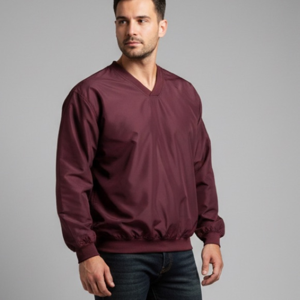 Badger Sport Maroon‎ V-Neck Windshirt Pullover - Men’s Large